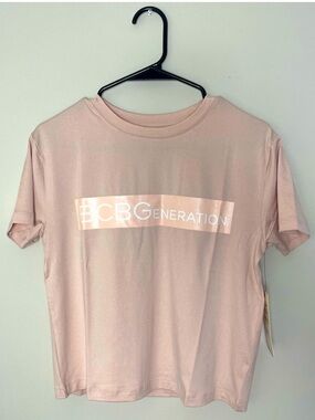BCBGeneration Blush Pink Logo Short Sleeve Tee Sz small